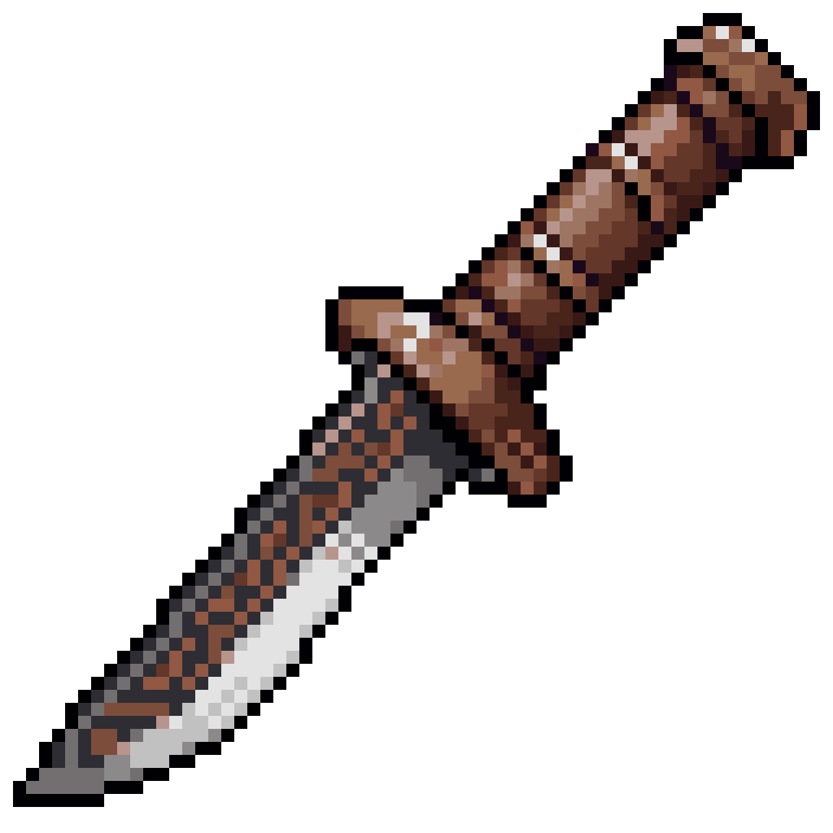 wurfmesser with curved blade and engravings pixel art