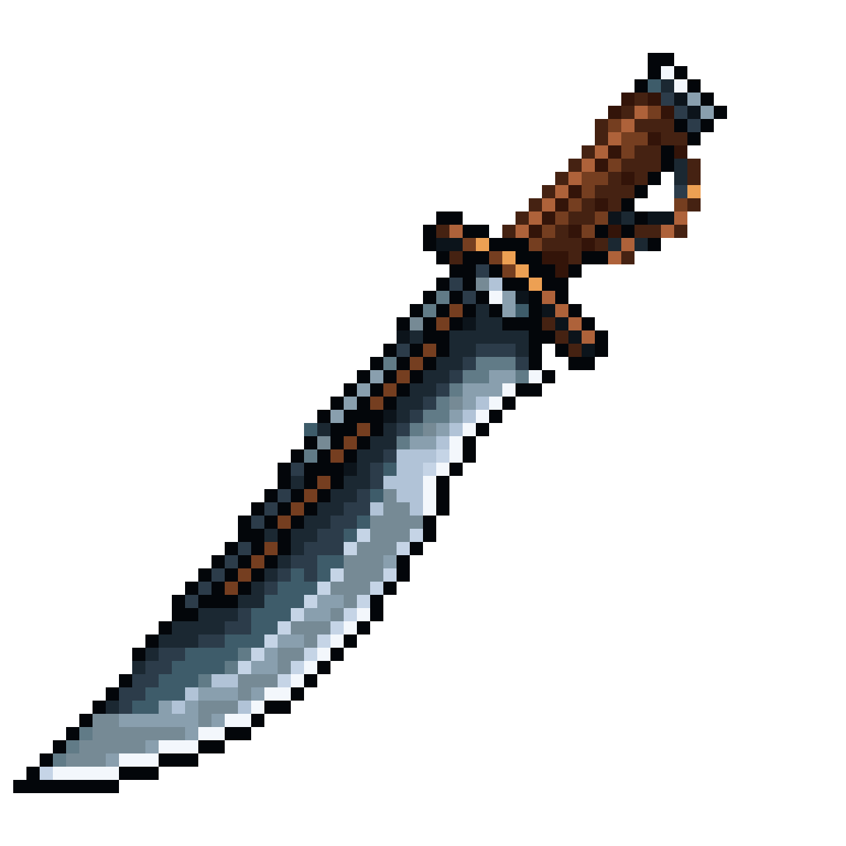 wurfmesser with curved blade and engravings pixel art