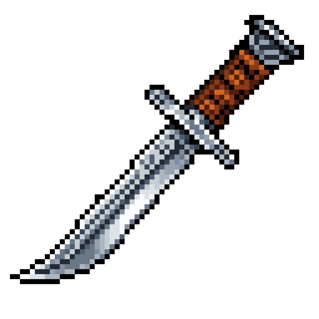 wurfmesser with curved blade and engravings pixel art