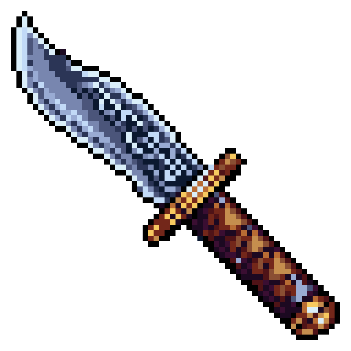 wurfmesser with curved blade and engravings pixel art