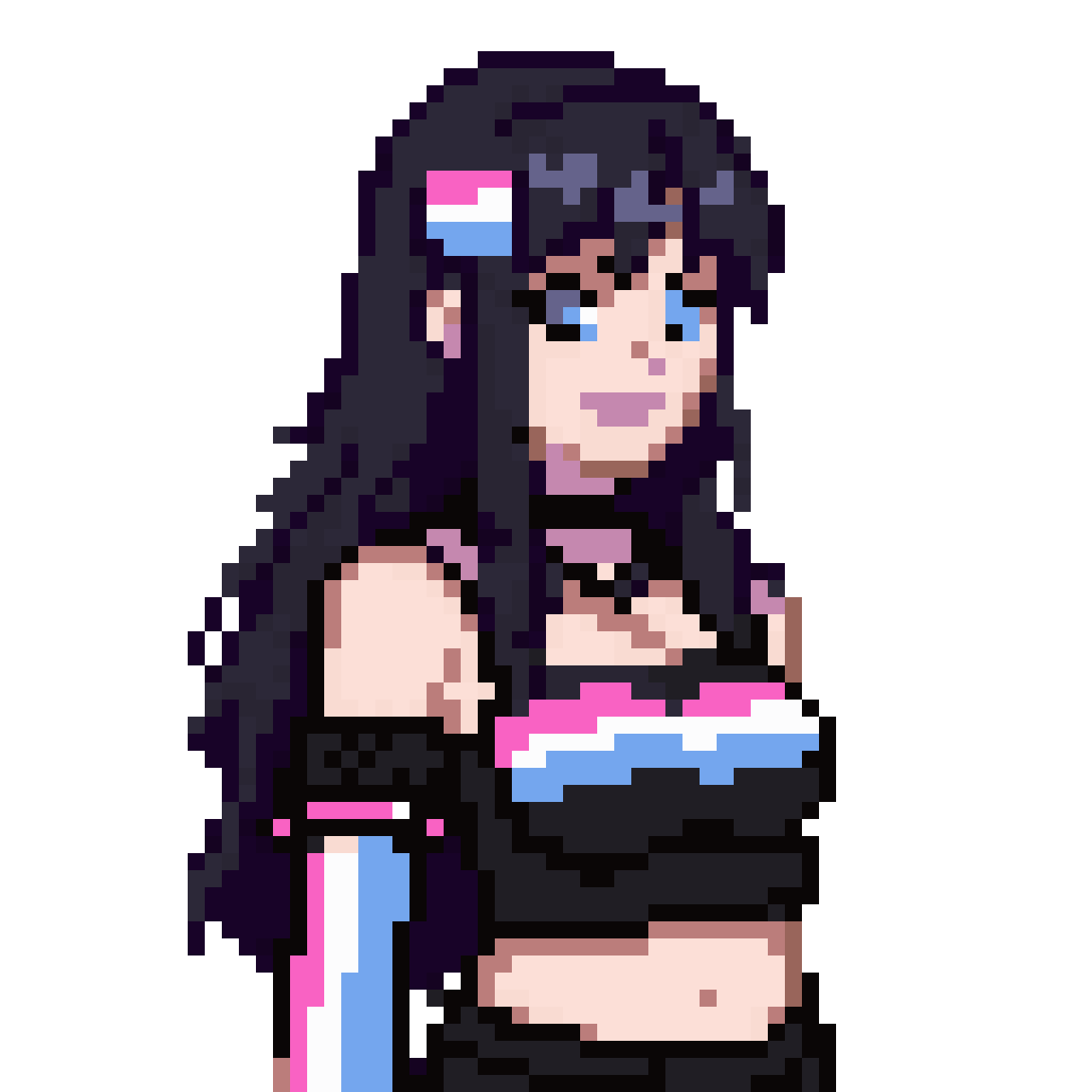 thick goth girl in trans colors pixel art