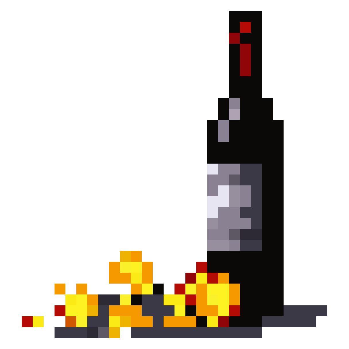 Wine Bottle Pouring Stars and Planets pixel art