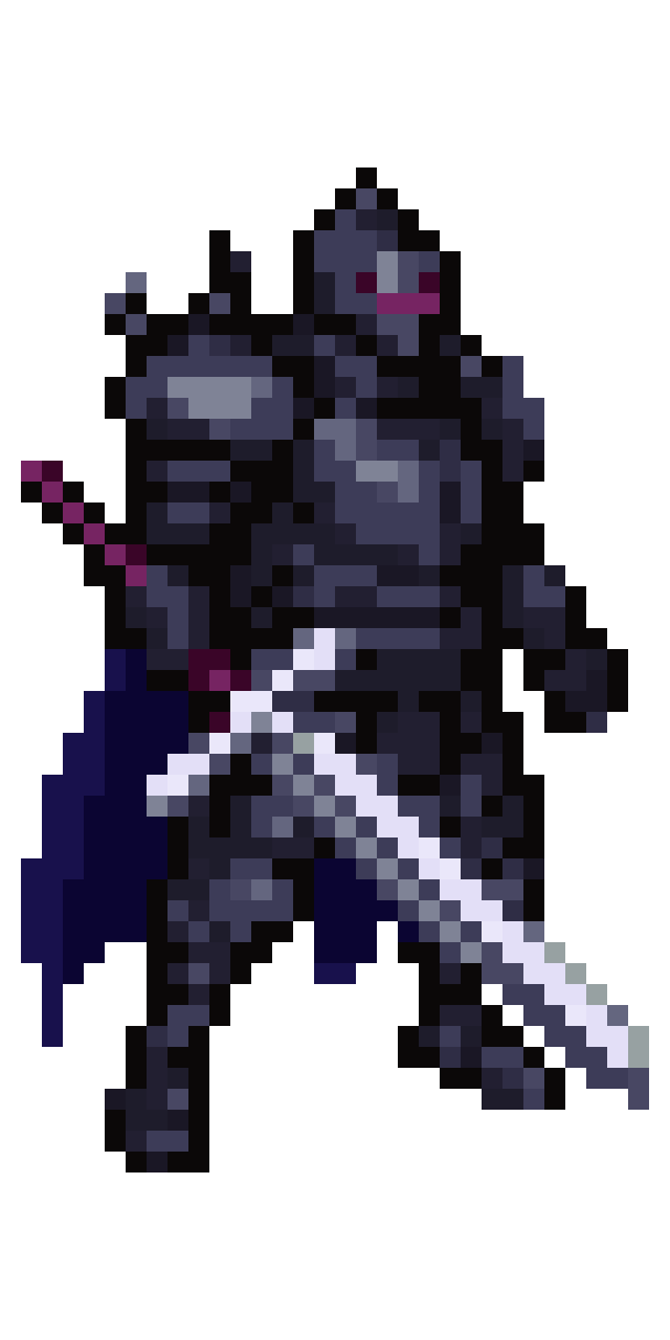 Character in Dark Grey Plate Armor pixel art