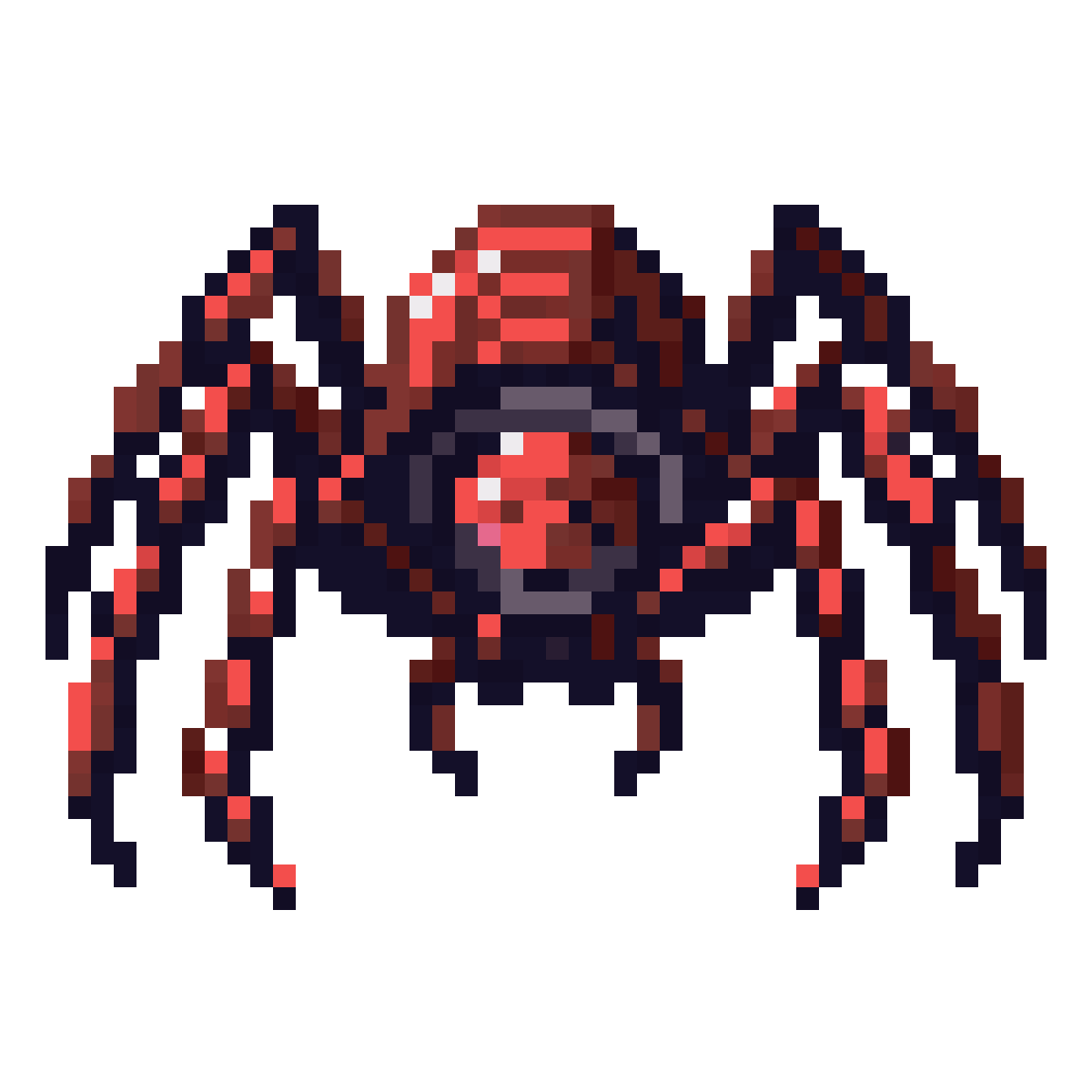 big red and black spider menacing and scary pixel art
