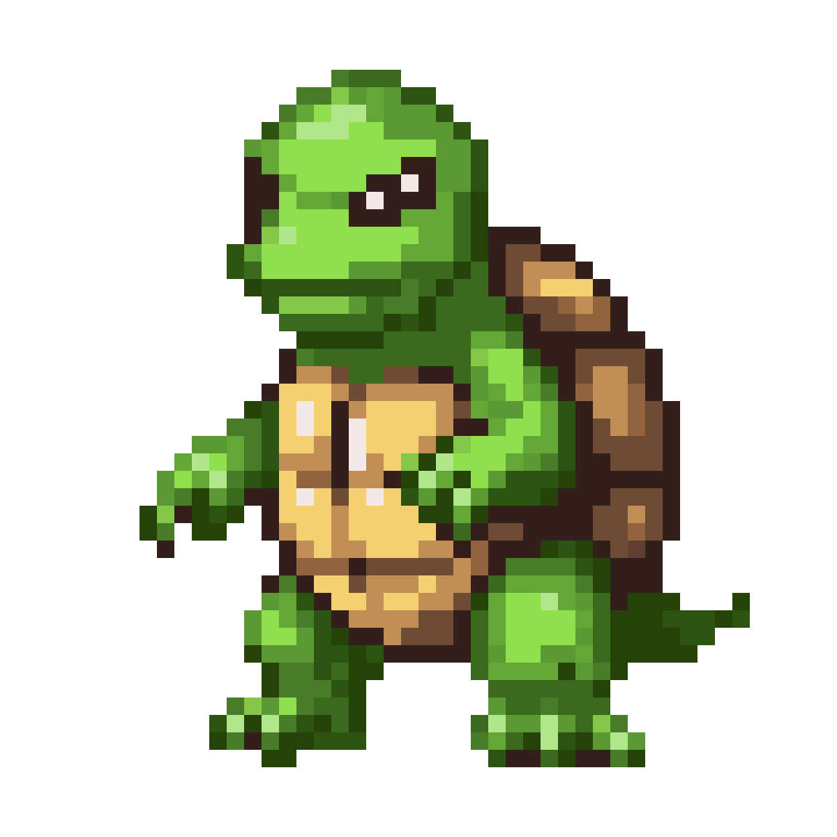 green turtle with armored shell pixel art