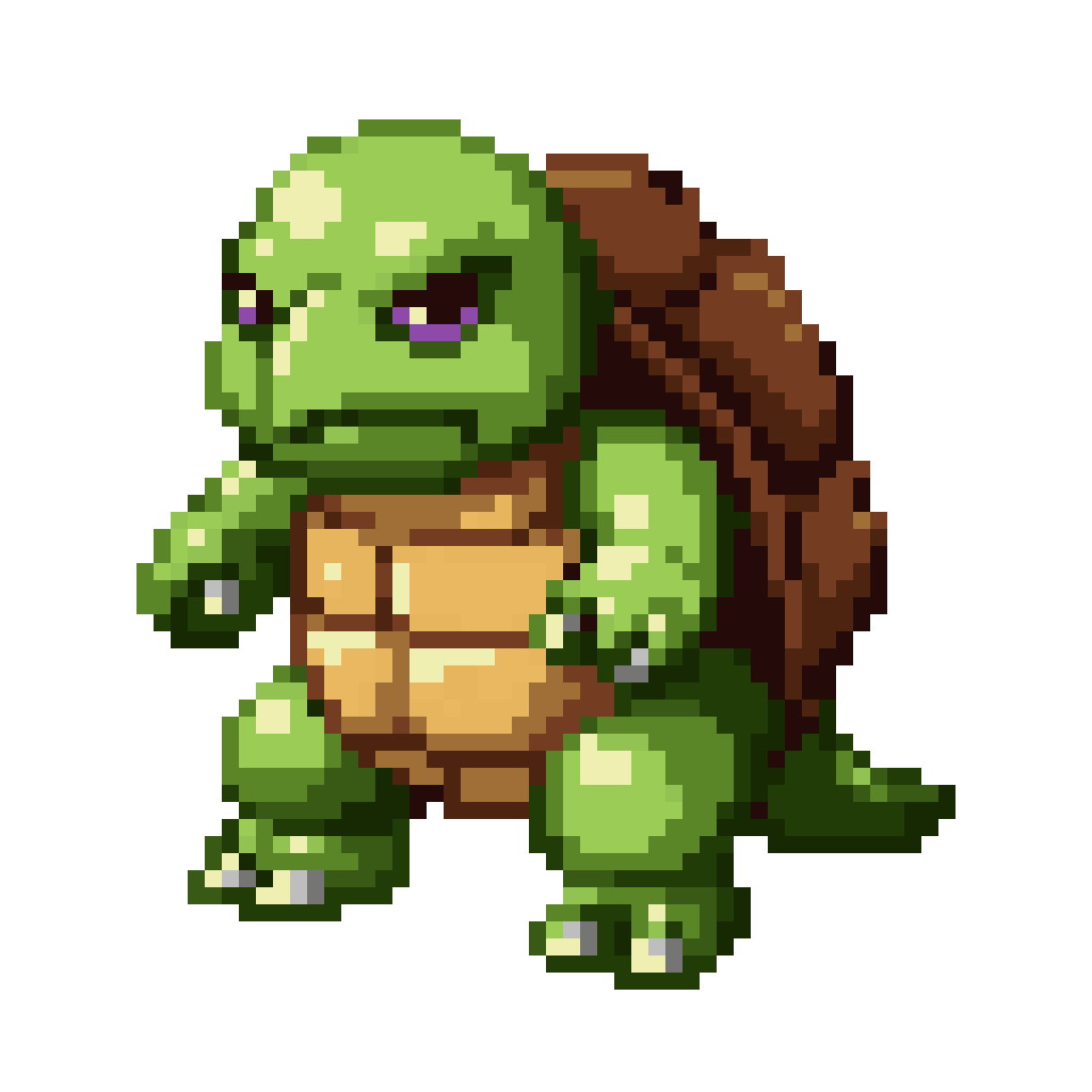 green turtle with armored shell pixel art