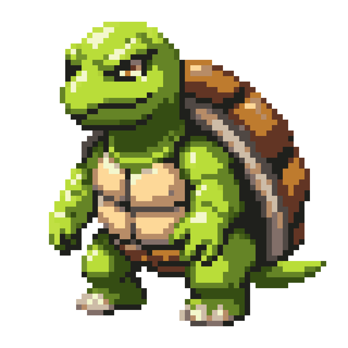 green turtle with armored shell pixel art