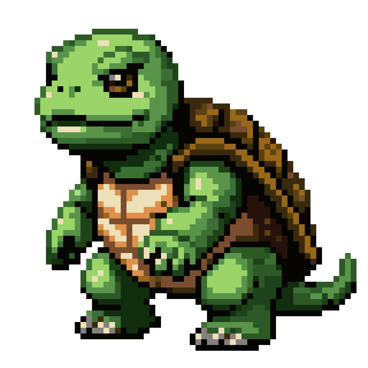 green turtle with armored shell pixel art