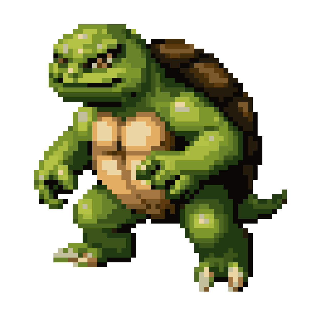 green turtle with armored shell pixel art