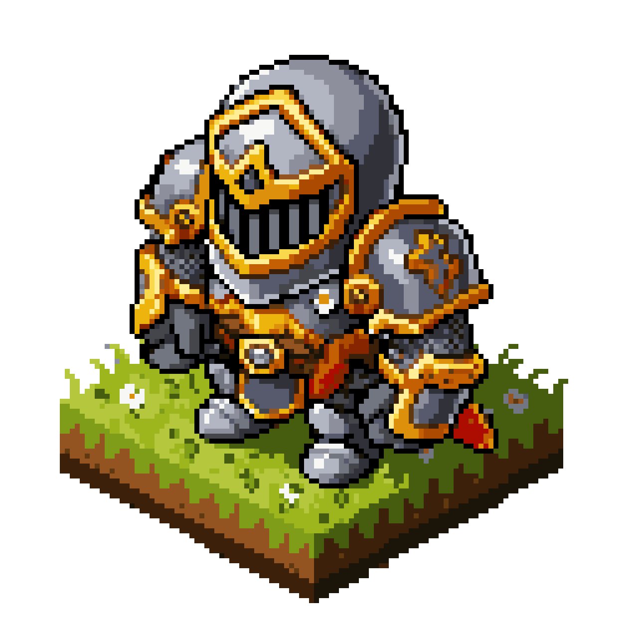 armored knight, chibi anime RPG pixel art
