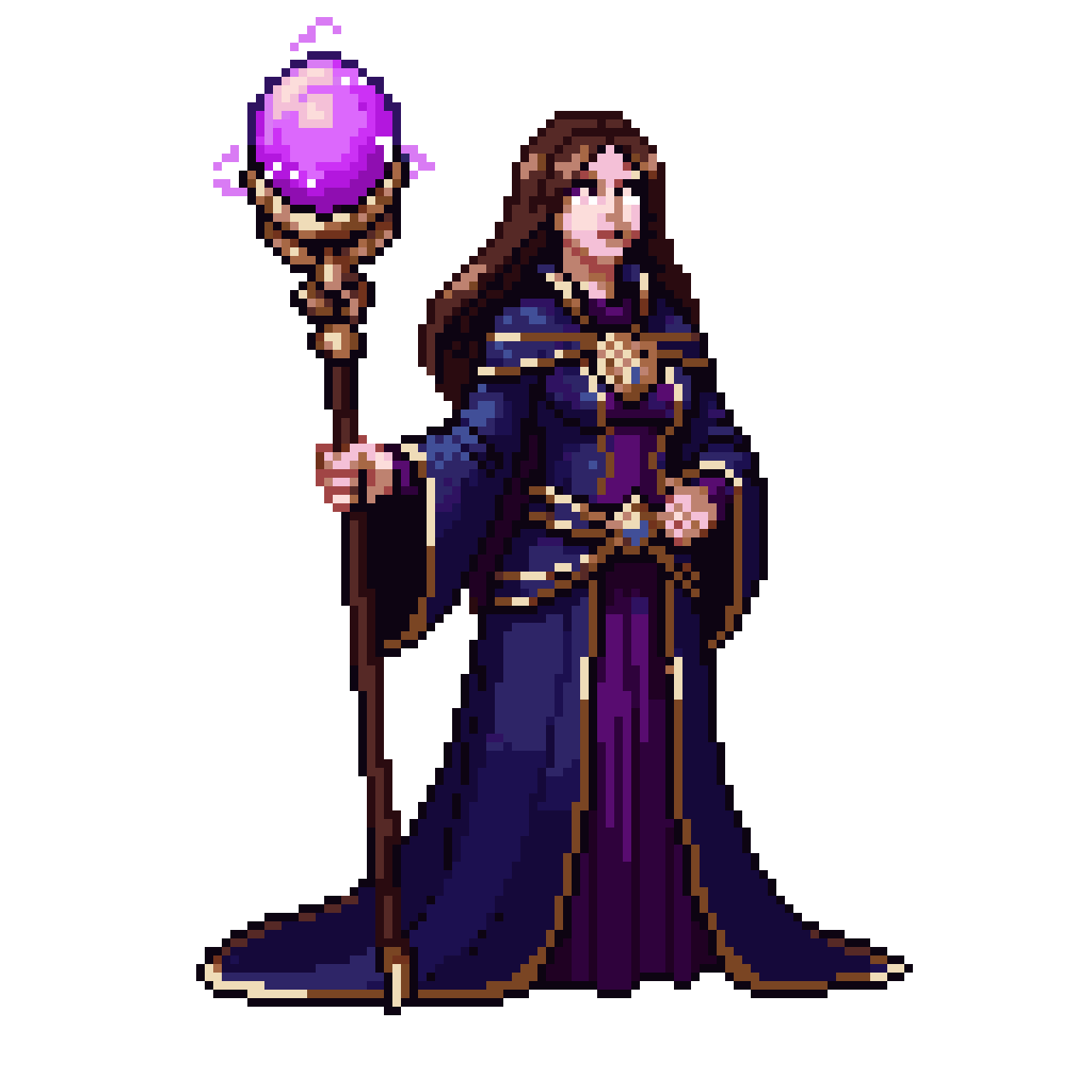 Full-body sprite of a regal pixel art