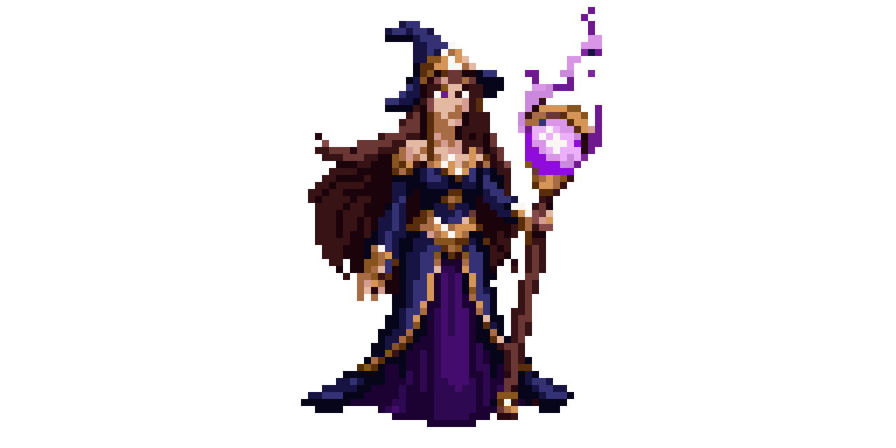 Full-body sprite of a regal pixel art