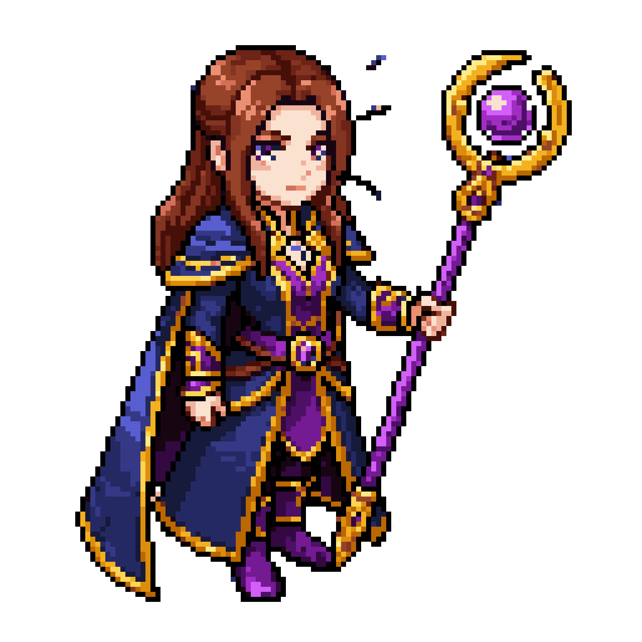 Pixel art fantasy MMORPG sorceress pixel art