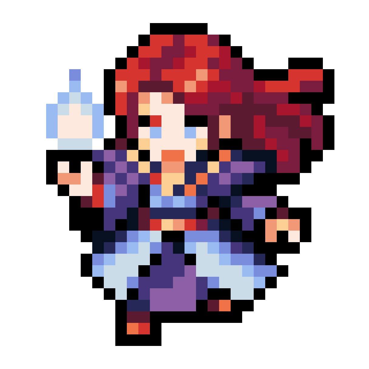 Red-Haired Mage Girl Casting Spell pixel art
