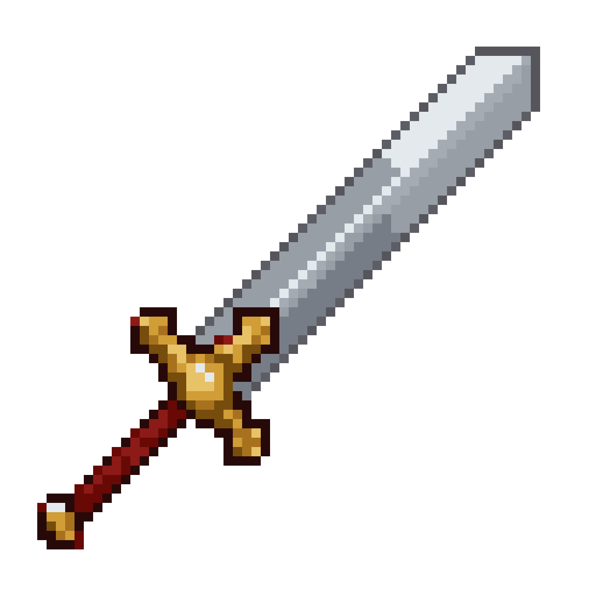 Silver Blade Sword with Red Handle pixel art