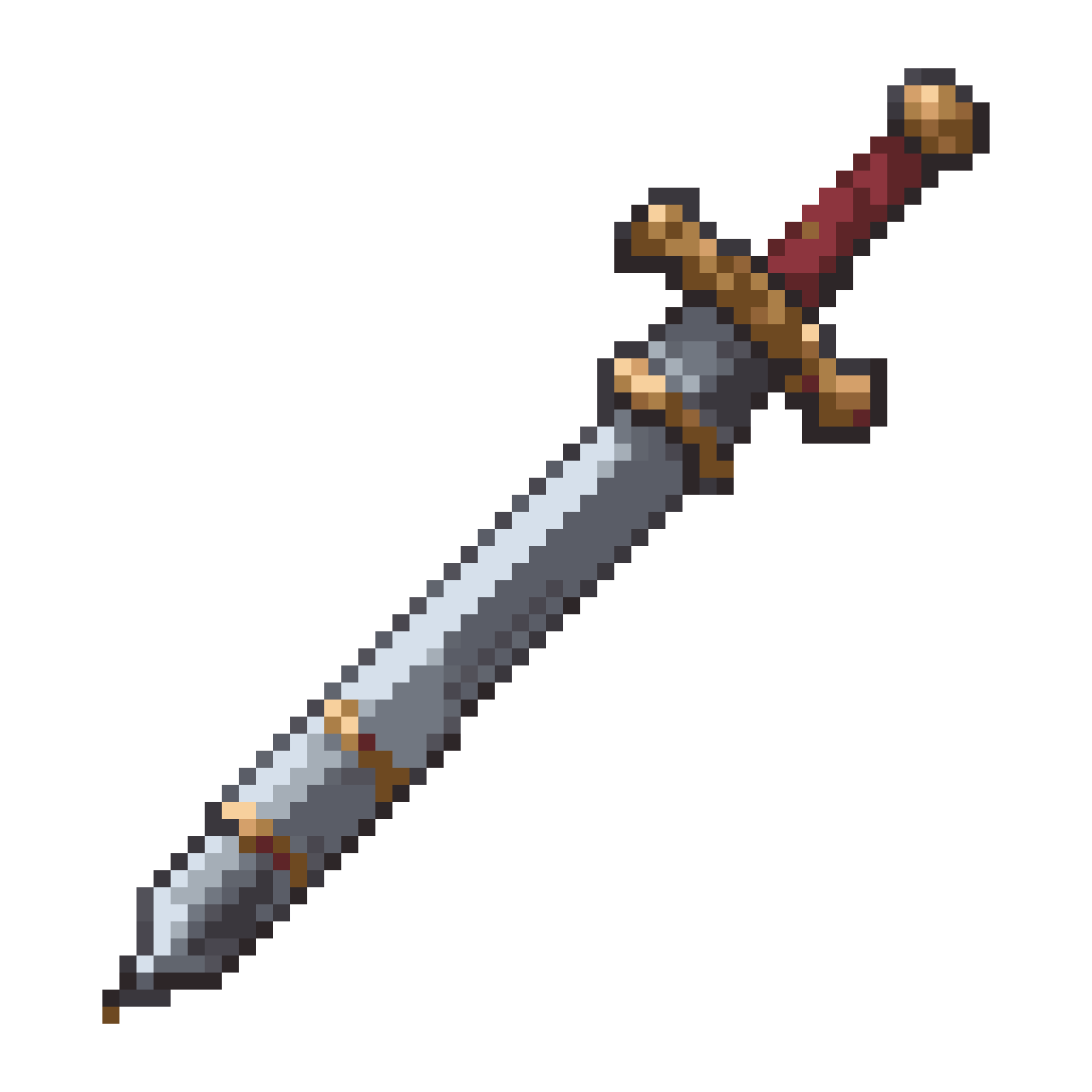 Silver Blade Sword with Red Handle pixel art