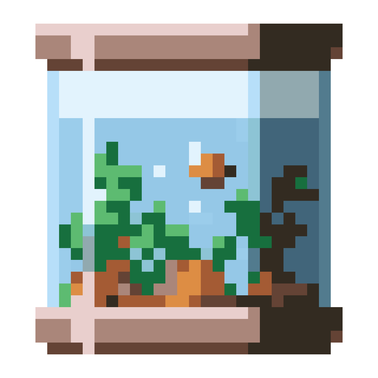 empty glass fish tank side view pixel art