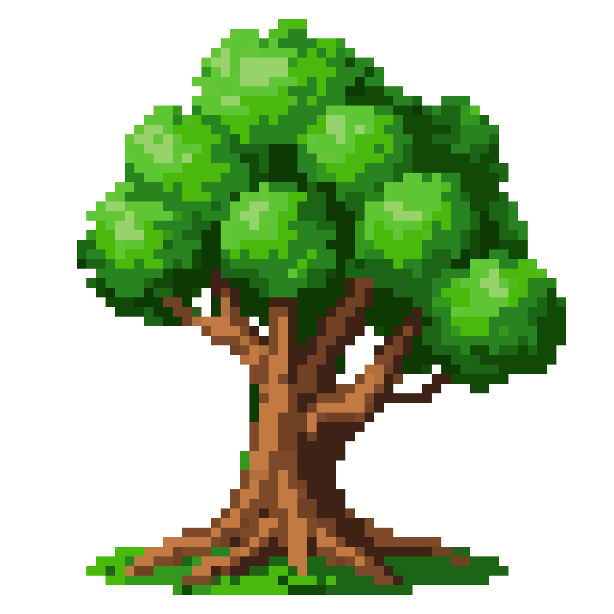 Twin Weeping Willow Tree with Treehouse Space pixel art