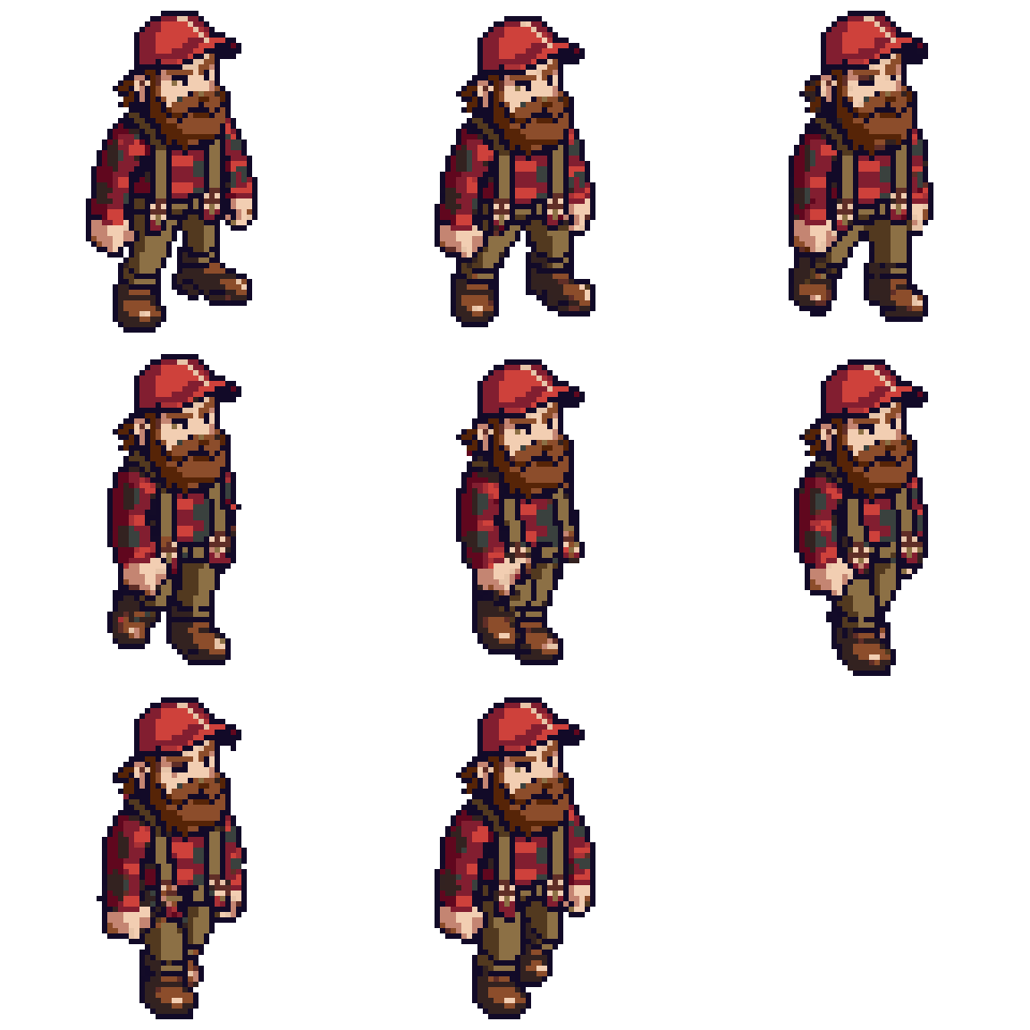 character walking forward, legs alternating pixel art