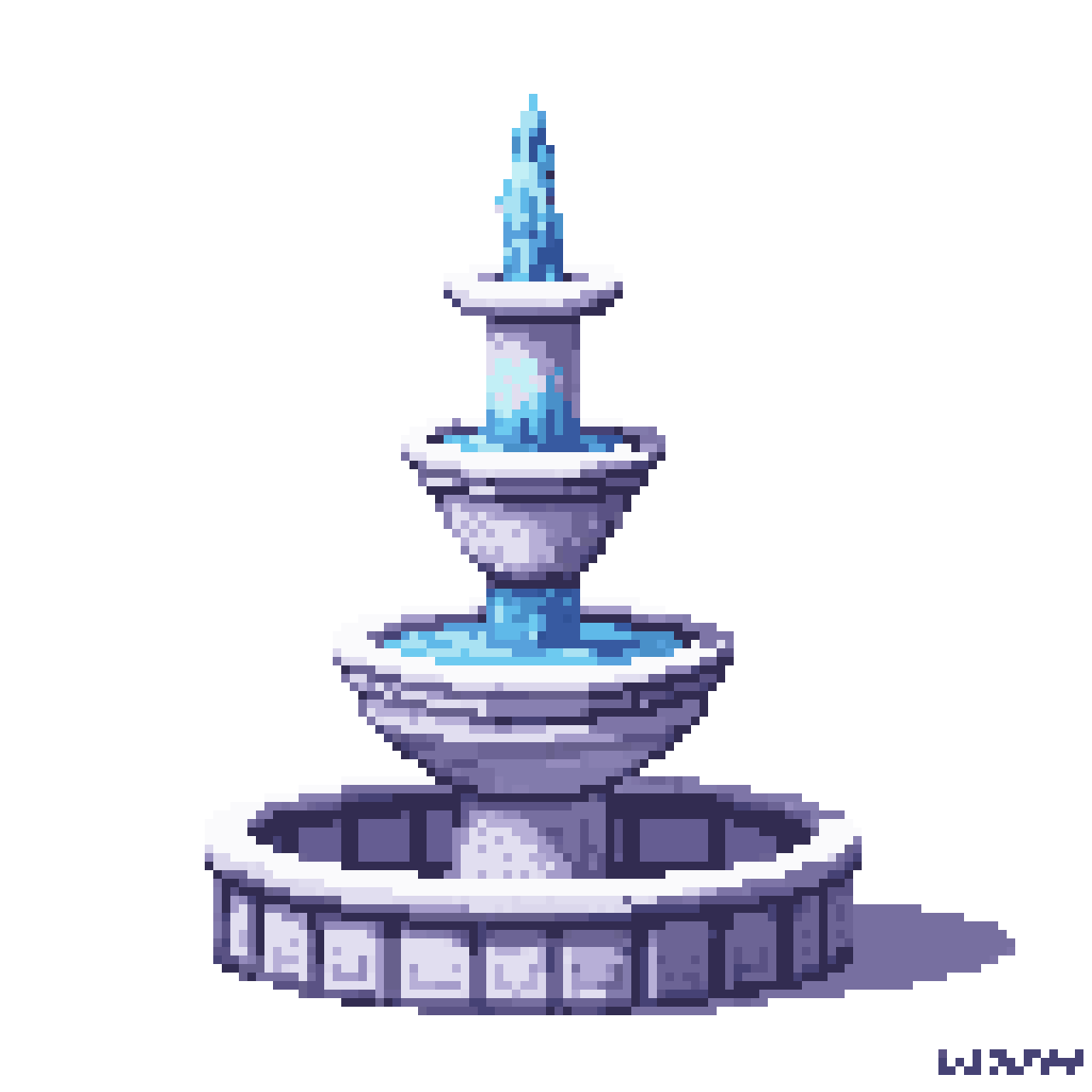 fountain with white marble pixel art