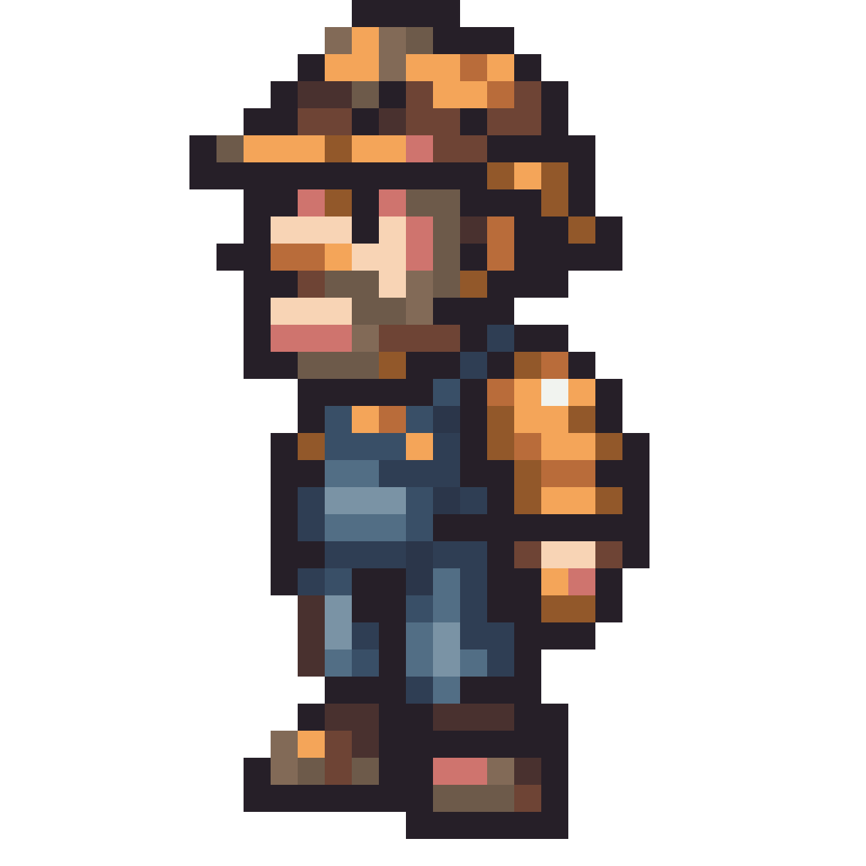 Old Miner in Dirty Clothes pixel art