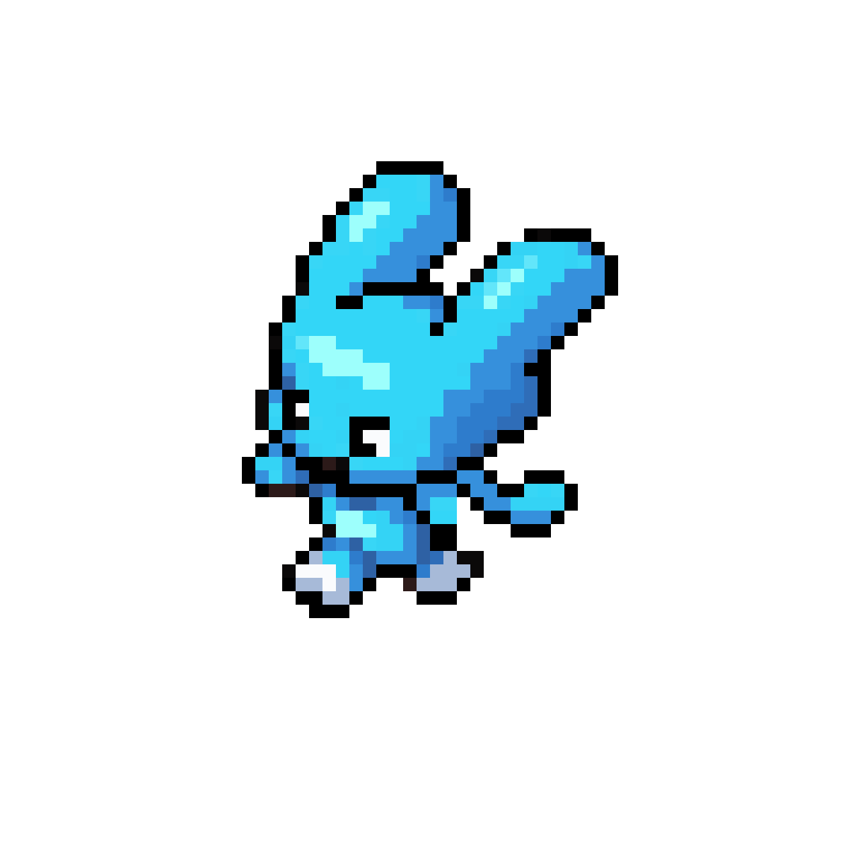 small blue character walking pixel art