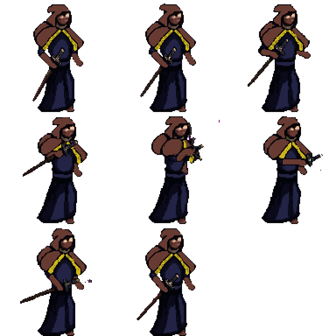 Rogue Character With Dagger Attacking pixel art