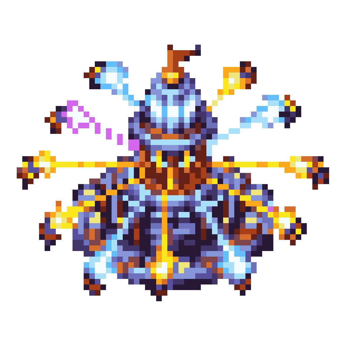 Lightning Tower Attacking Enemies pixel art