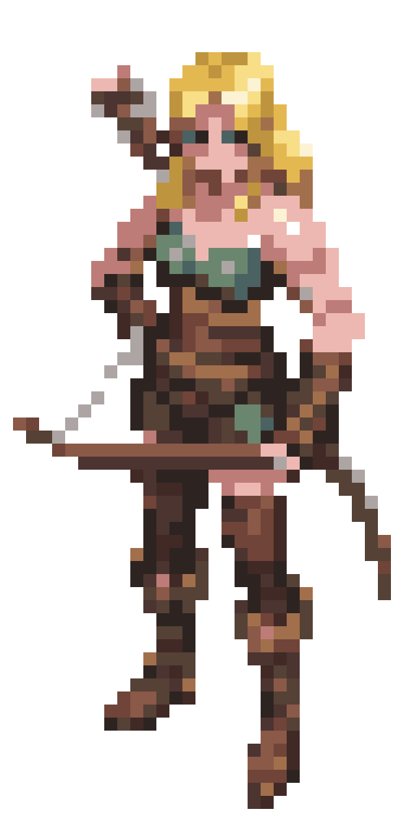 muscular female archer in DnD style pixel art