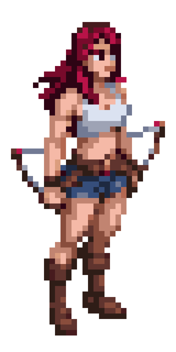muscular female archer in DnD style pixel art