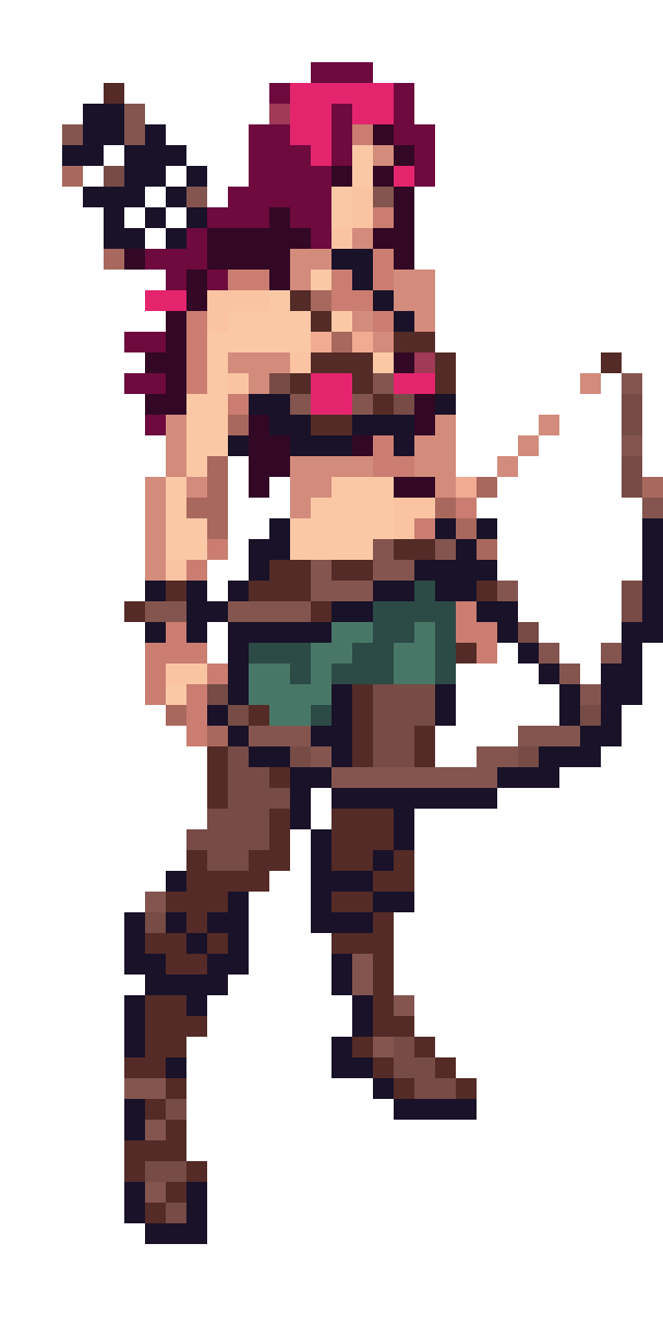 muscular female archer in DnD style pixel art