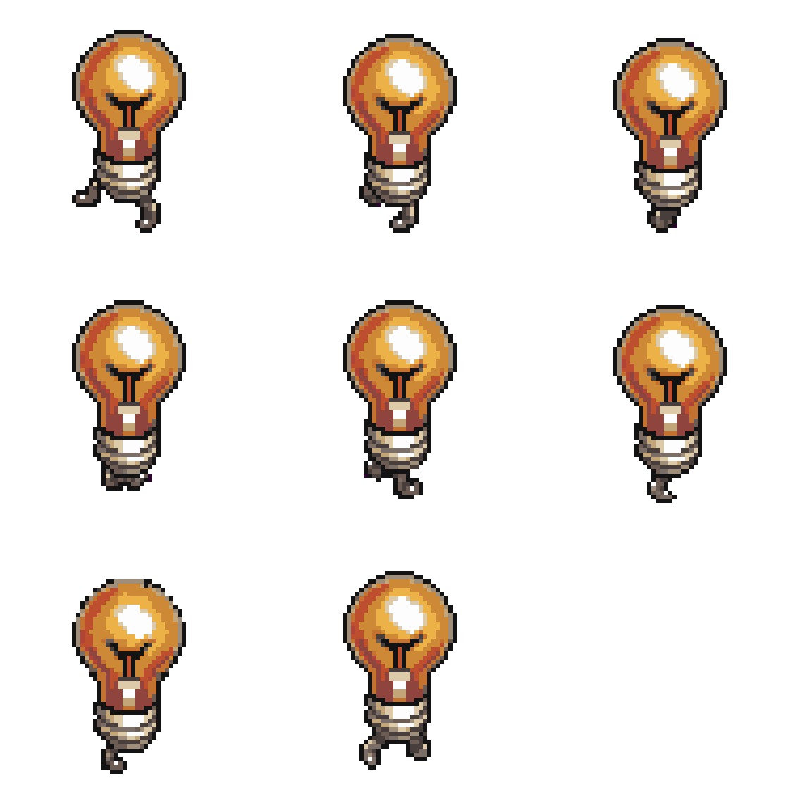 lightbulb with legs walking Walking pixel art