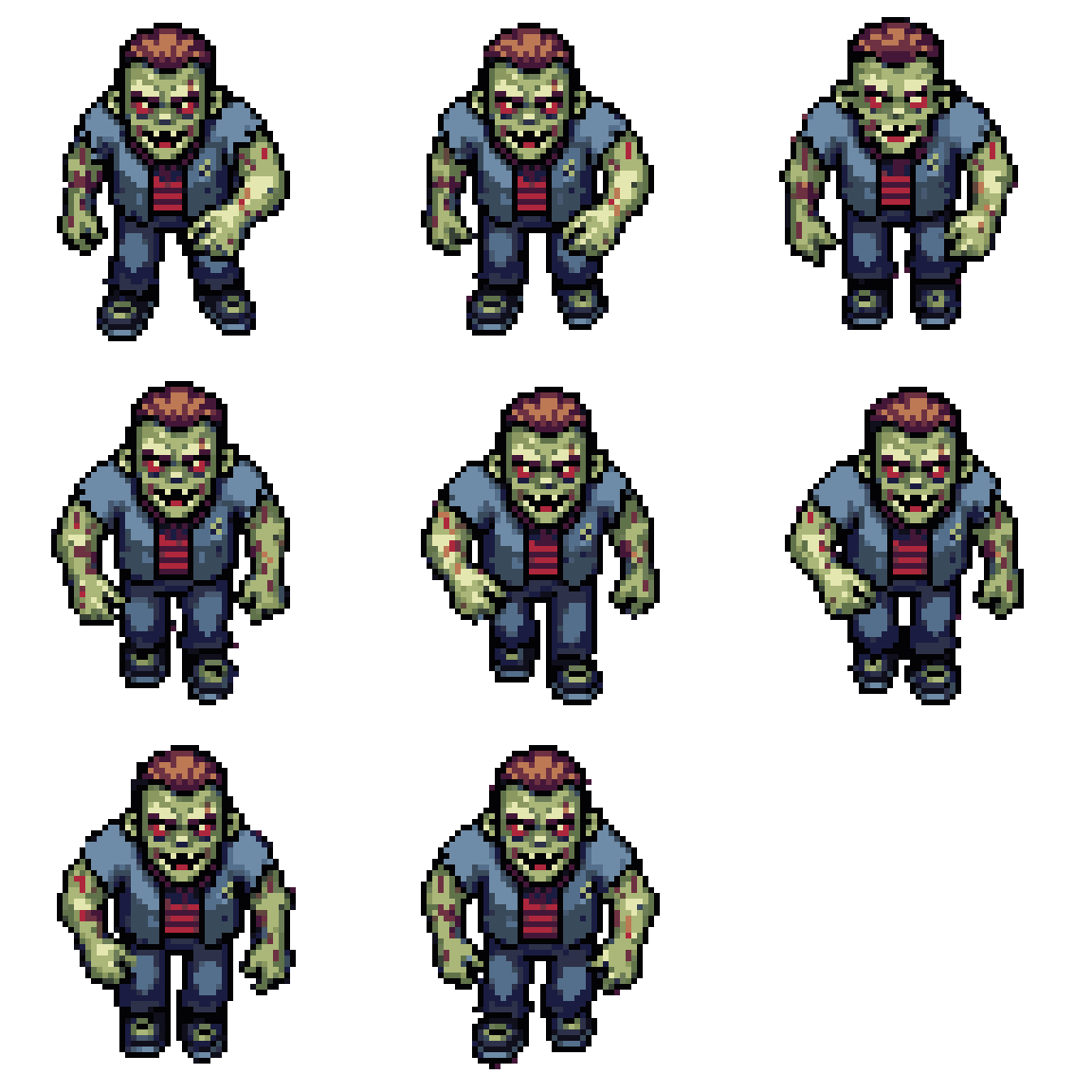 human zombie Walking pixel art