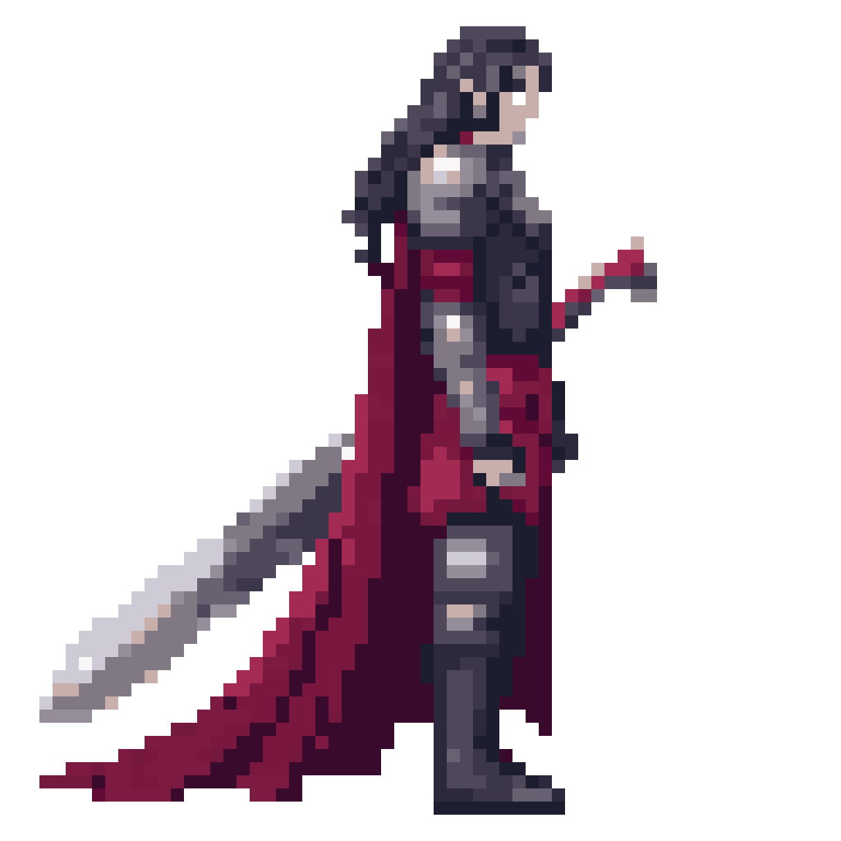 Warrior in Black and Red Armor pixel art
