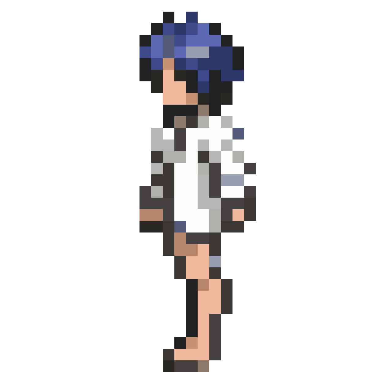 Front view catboy with blue hair pixel art