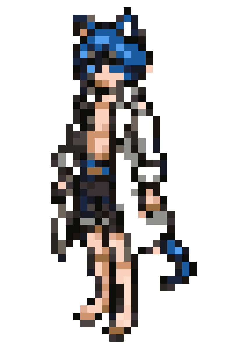 Front view catboy with blue hair pixel art