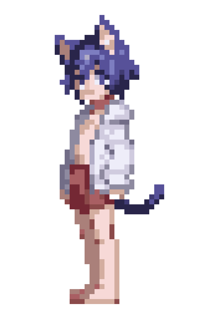 Front view catboy with blue hair pixel art