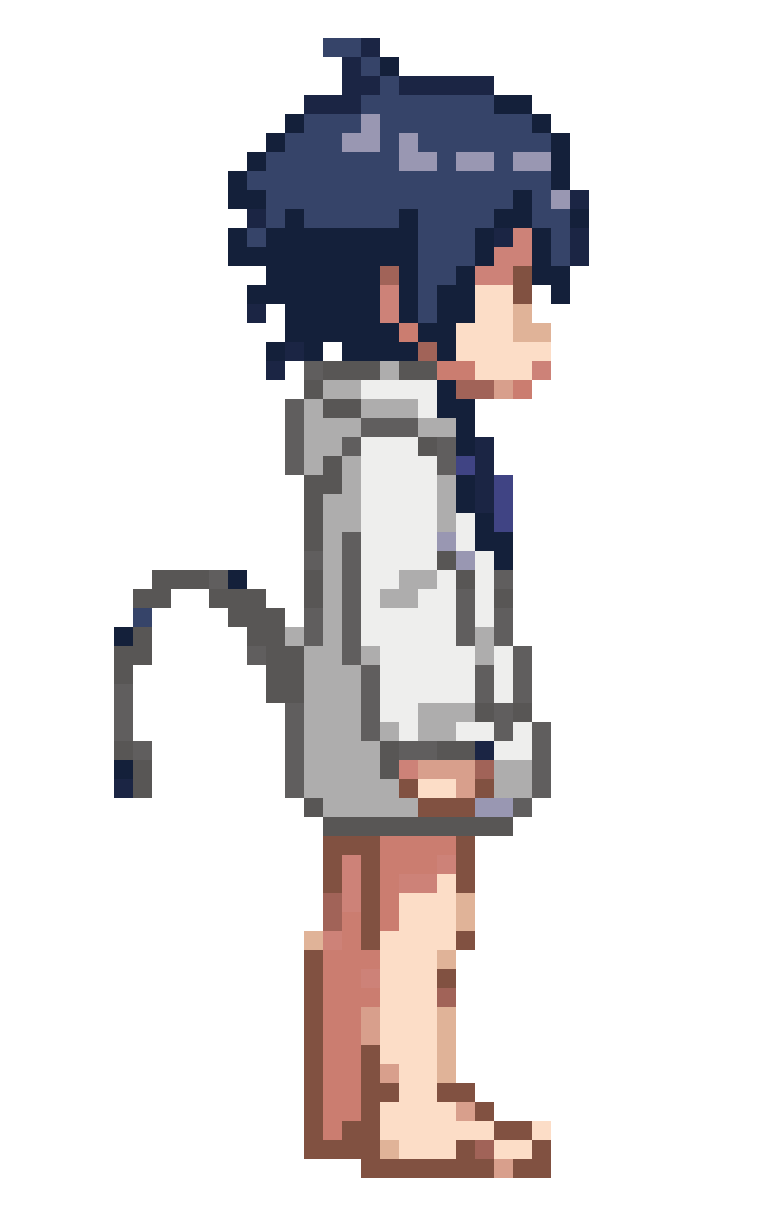 Front view catboy with blue hair pixel art