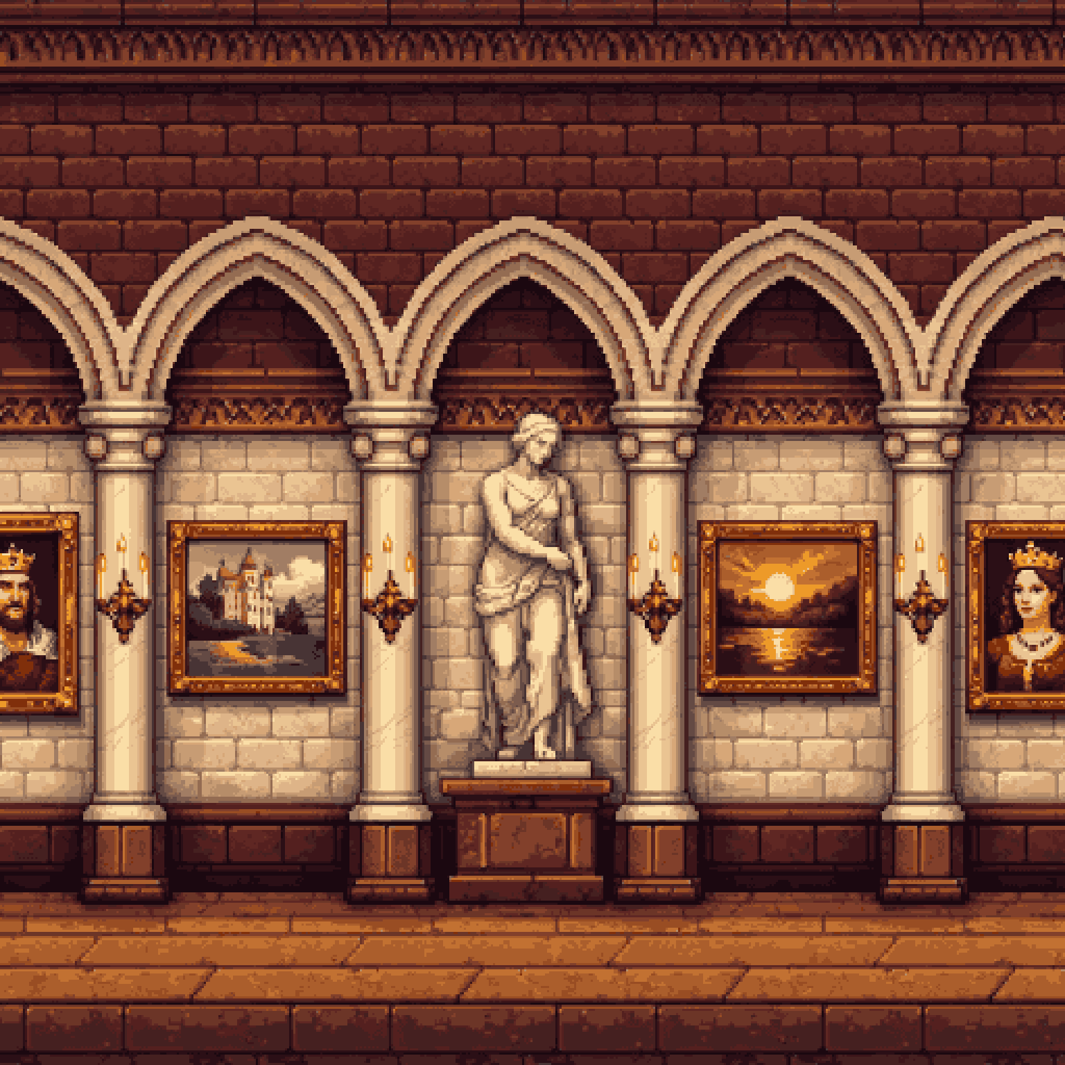 Classical Art Museum Gallery Background pixel art