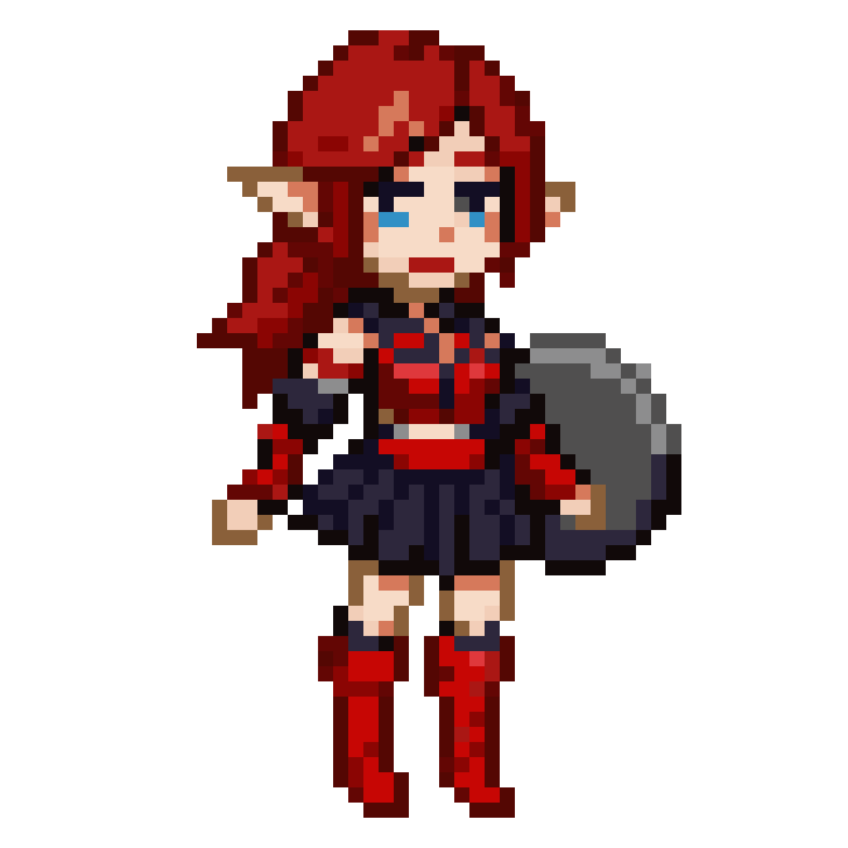 Elf girl in military coat pixel art