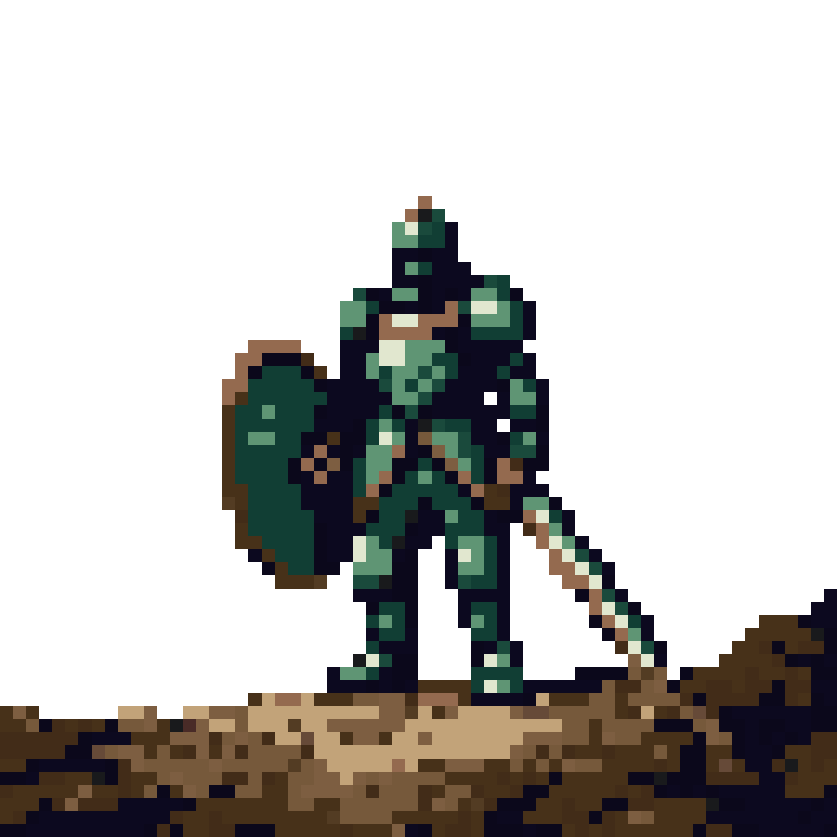 Solitary Knight in Rusted Armor pixel art