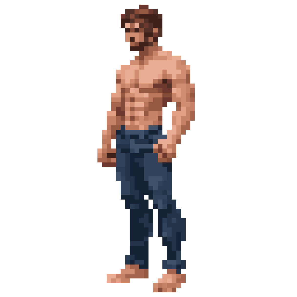 shirtless athletic white guy pixel art