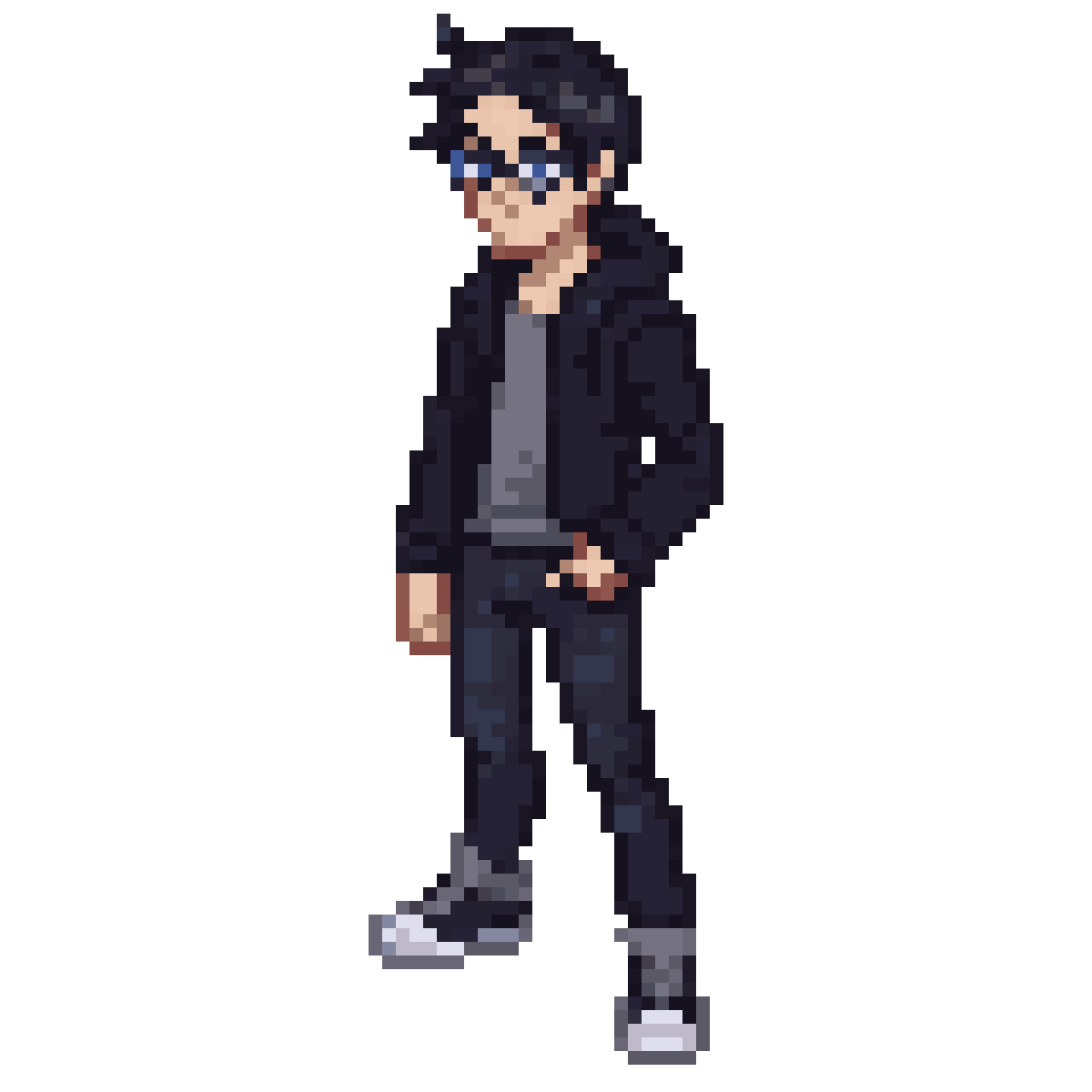 Young software engineer in casual outfit pixel art