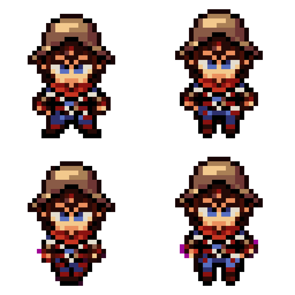 simple adventurer with brown hair Walking pixel art