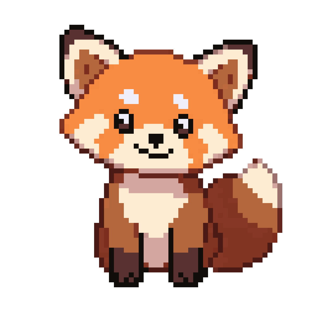 happy cute red panda standing pixel art