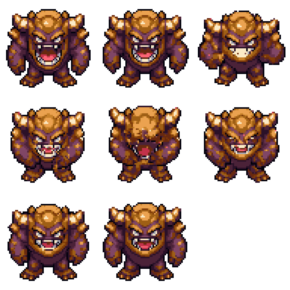 Mutant in Pixel Art Top View Attacking pixel art
