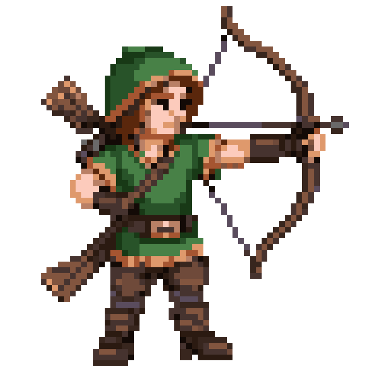 robin hood type archer character pixel art