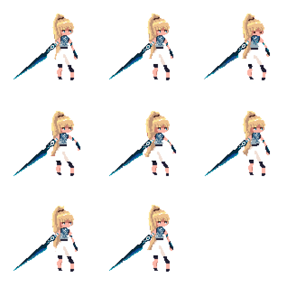 Female Warrior with Spear Idle pixel art