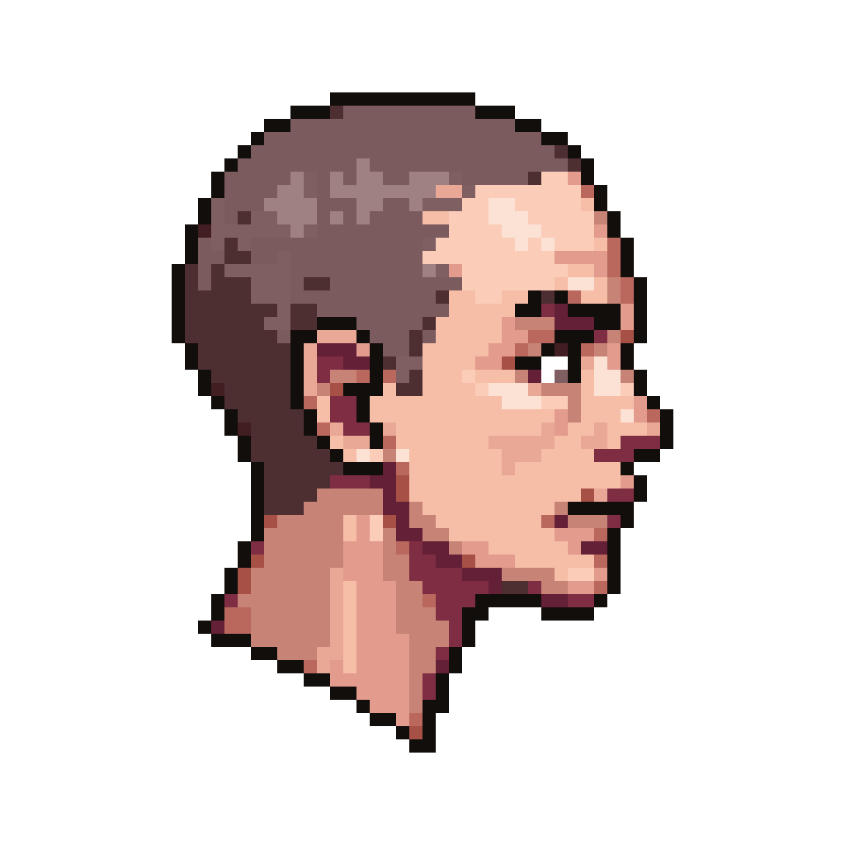 Head of Male Character with No Hair pixel art