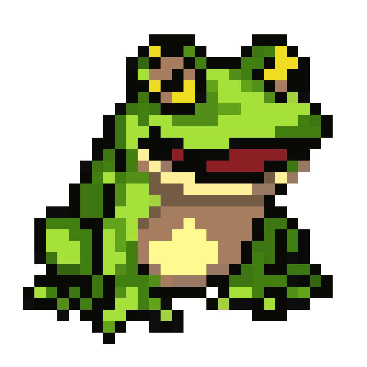 Green Frog Character in Pixel Art pixel art